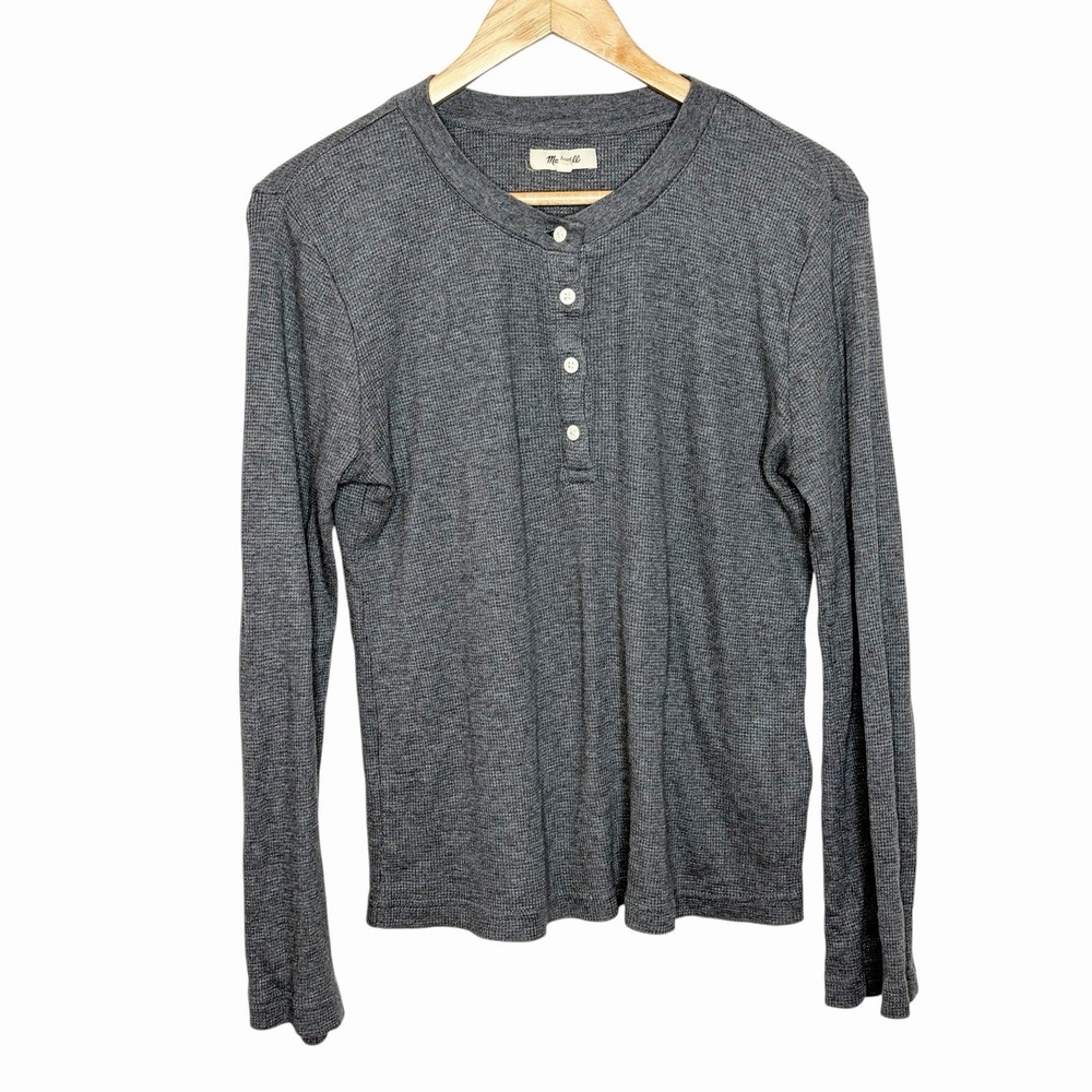 Madewell Thermal Henley Tee Gray Womens M Granola Girl Grunge Outdoor Fisherman